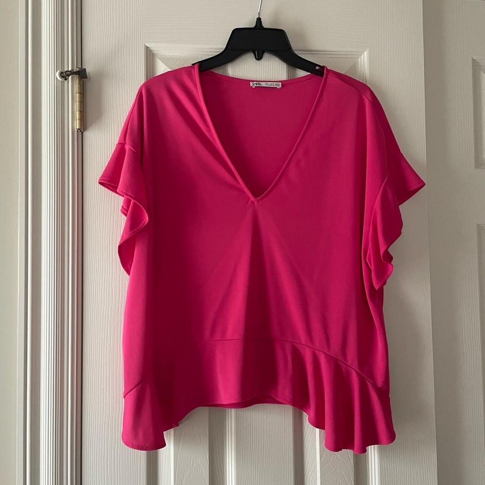Zara Short Sleeve Ruffle Top